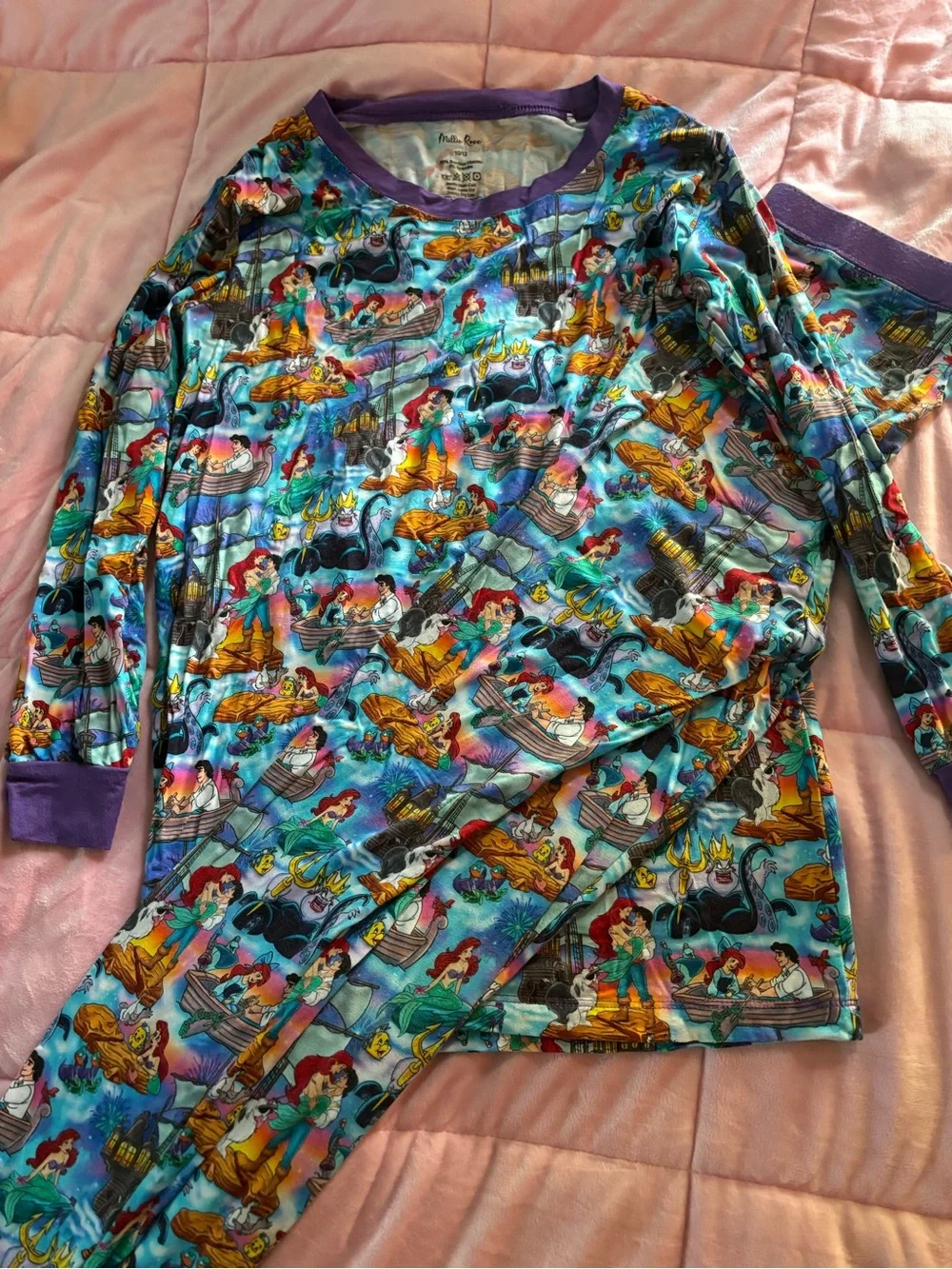Girls' Blue & Purple Ariel Print Pajama Set